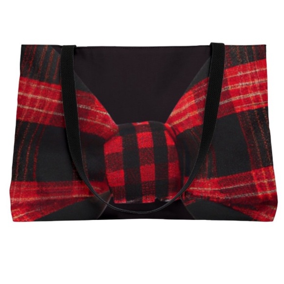 Statuesk Beauty Plaid Bow Weekender Bag - Picture 2 of 5